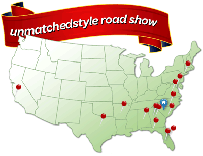 Map of us with pins of where you can find us.
