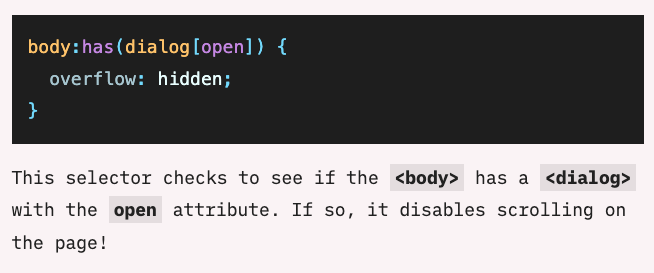 A couple CSS tricks for HTML Dialog elements
