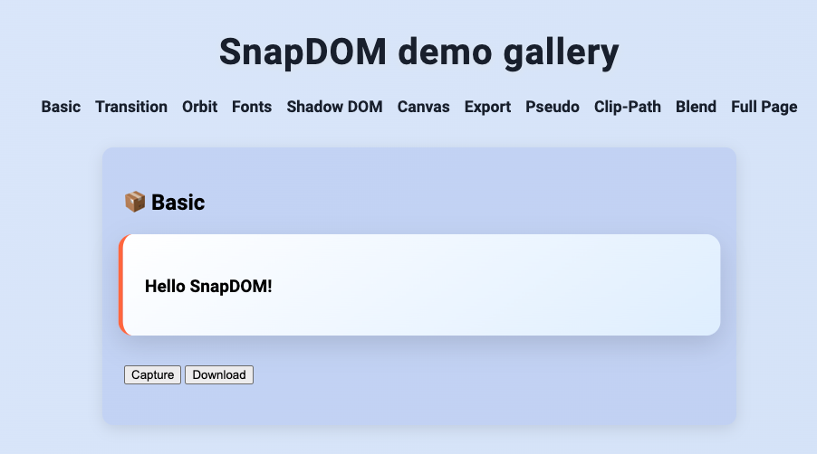 SnapDOM demo gallery