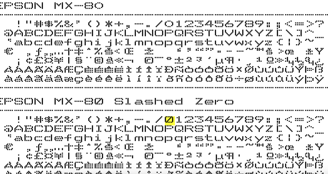 EPSON MX-80 Fonts