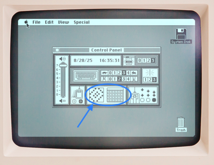 Classic 8×8-pixel B&W Mac patterns