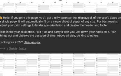 One Page 2026 Calendar
