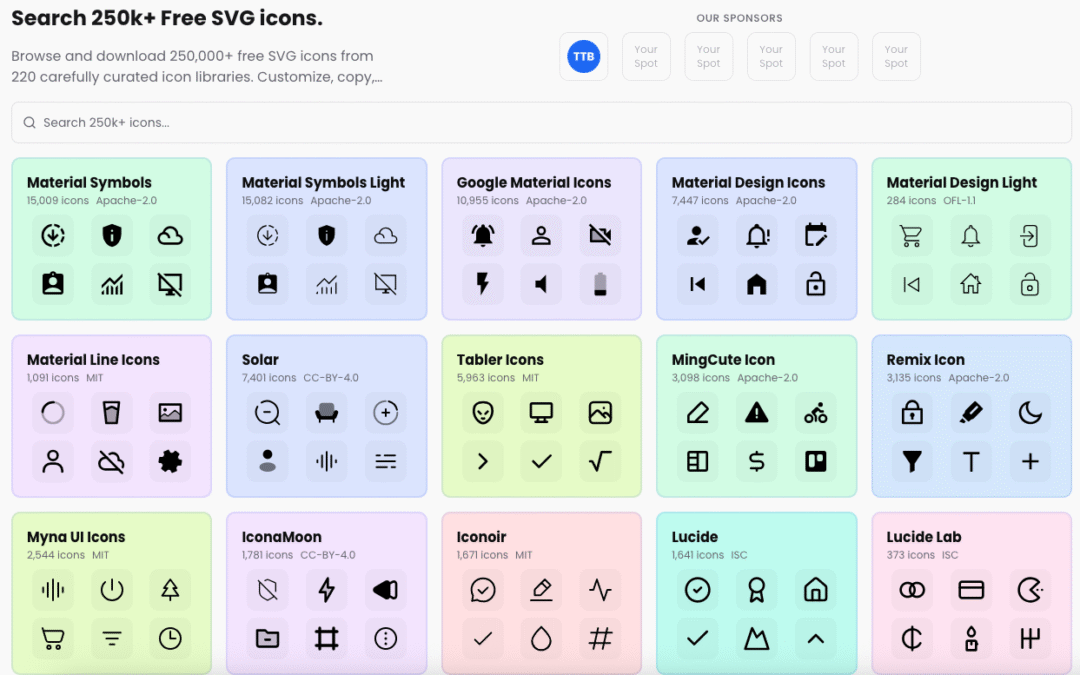 Search 250k+ Free SVG icons