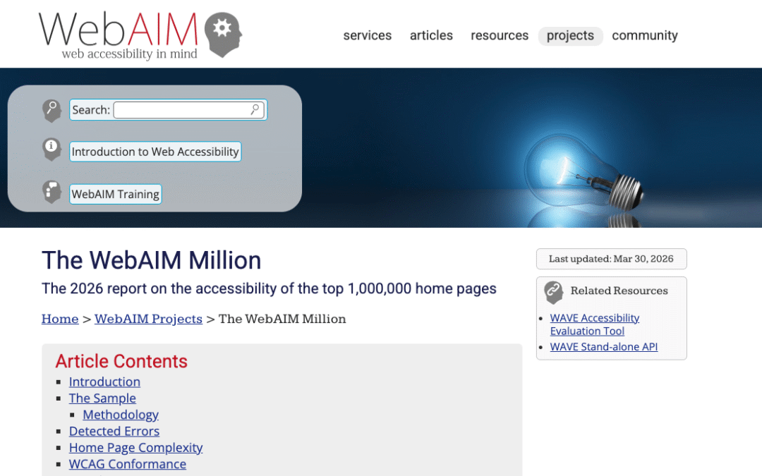 2026 report on the accessibility of the top 1,000,000 home pages