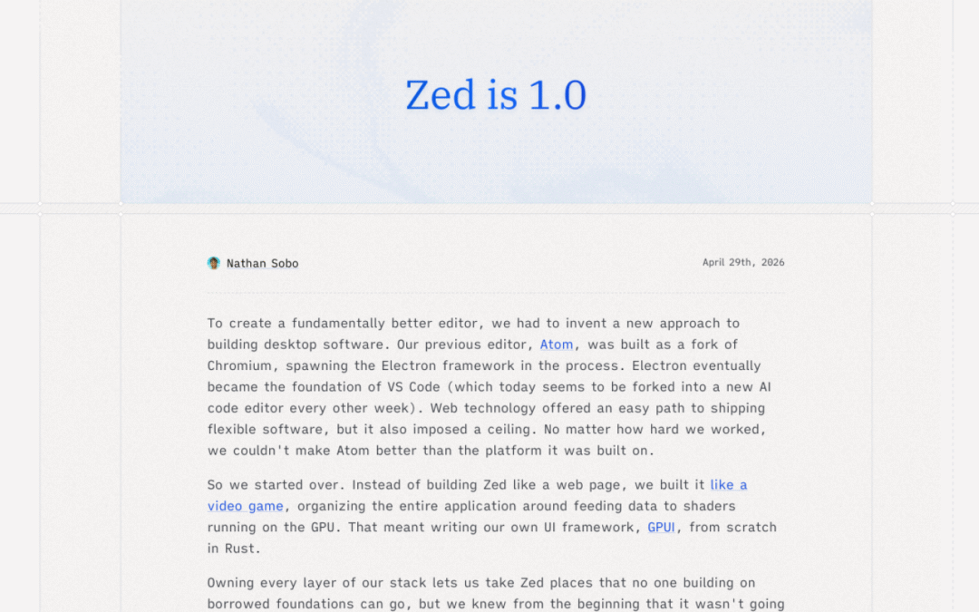 Zed is 1.0 – Zed Blog