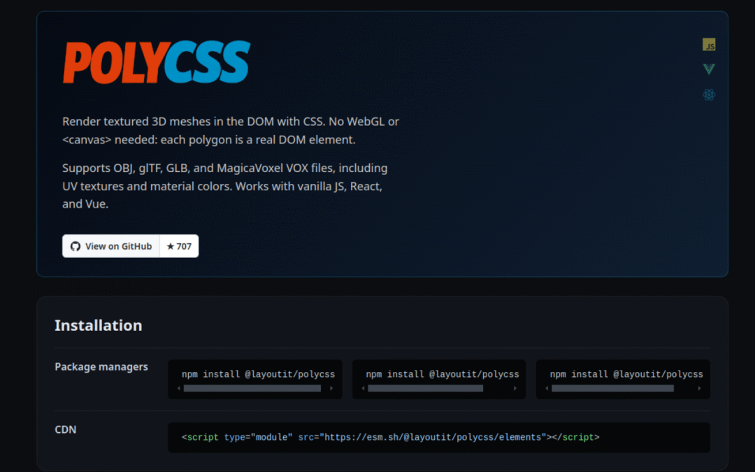 PolyCSS – CSS 3D Engine for the DOM